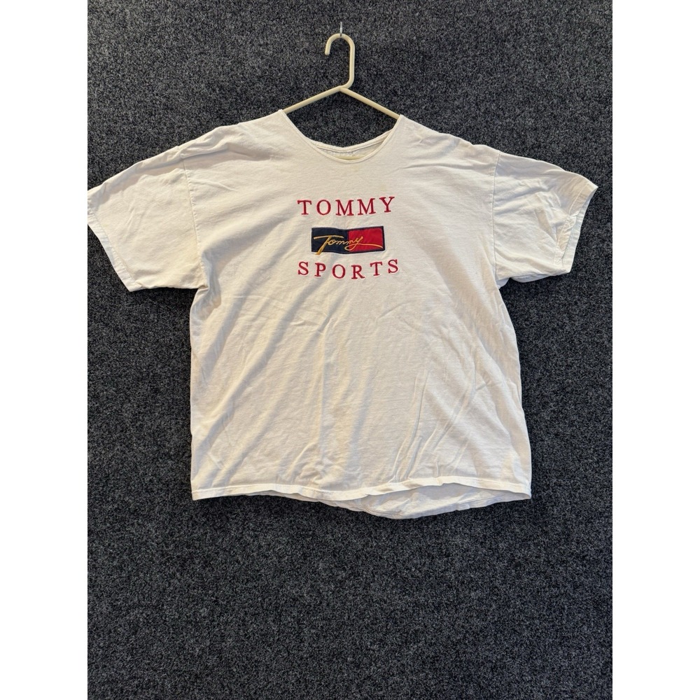 Vintage Tommy Hilfiger  Shirt Adult Extra Large White Sports Embroidered Men 90s